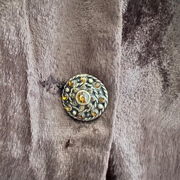 Brown Velvet Cropped Blazer Jacket Single Button Closure Sz 12 - Picture 2 of 8